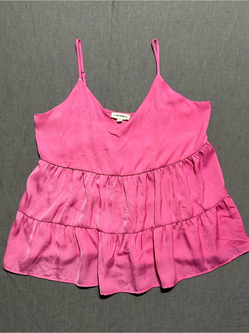 eesome Bright Pink Tiered Spaghetti Strap Camisole